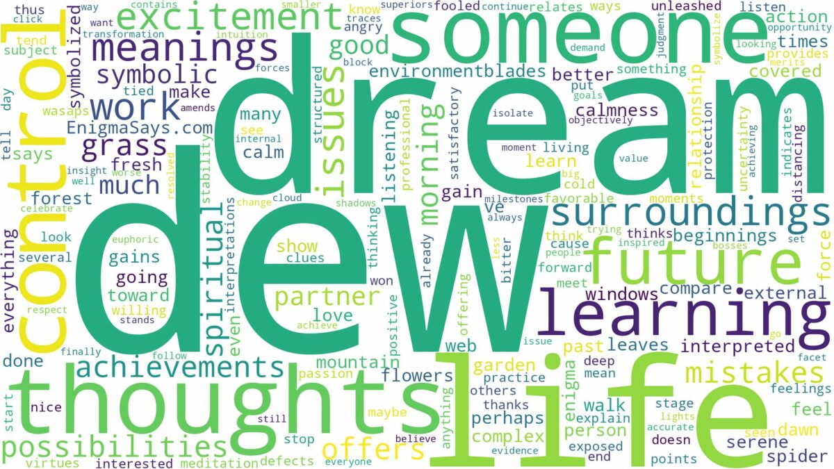 dream about dew and related dreams with their meanings in a word cloud