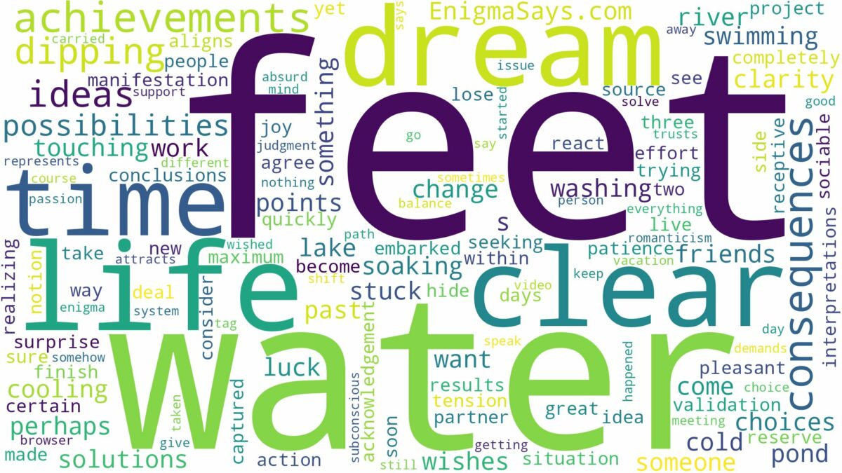 dreaming of dipping feet in water and related dreams with their meanings in a word cloud