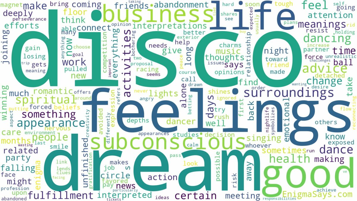 dream about disco and related dreams with their meanings in a word cloud