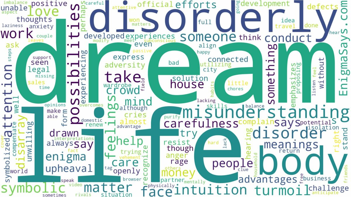 dream about disorder and related dreams with their meanings in a word cloud