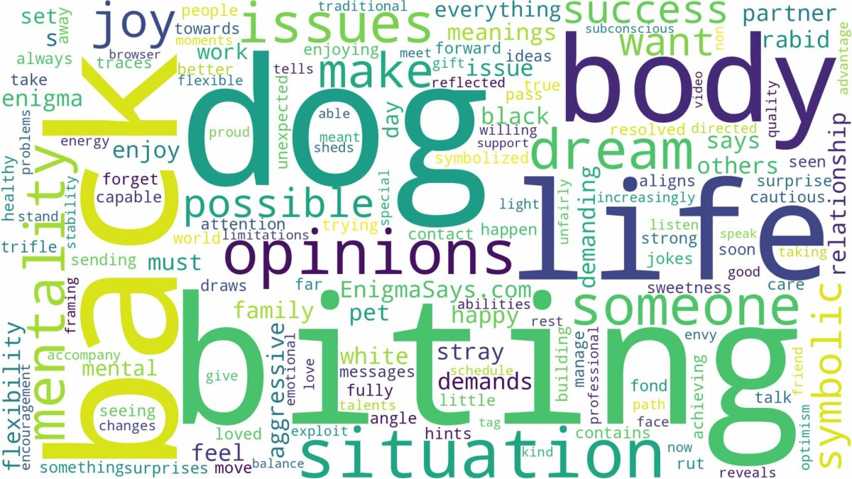 dreaming about dog biting back and related dreams with their meanings in a word cloud