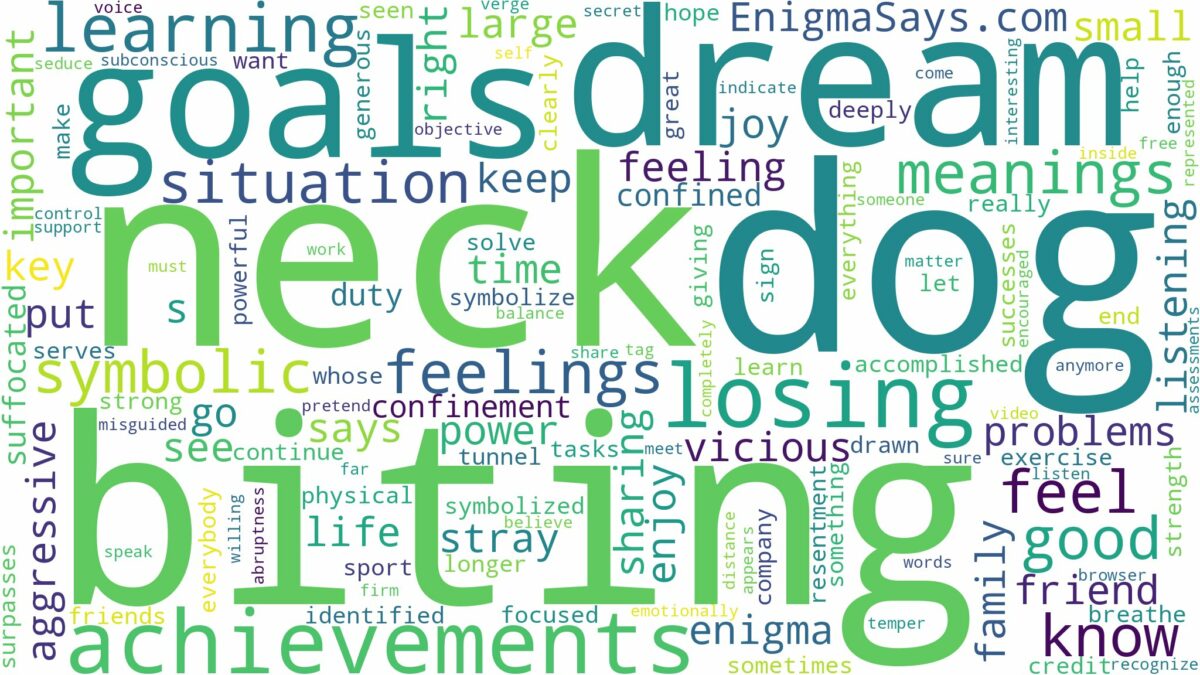 dreaming about dog biting neck and related dreams with their meanings in a word cloud