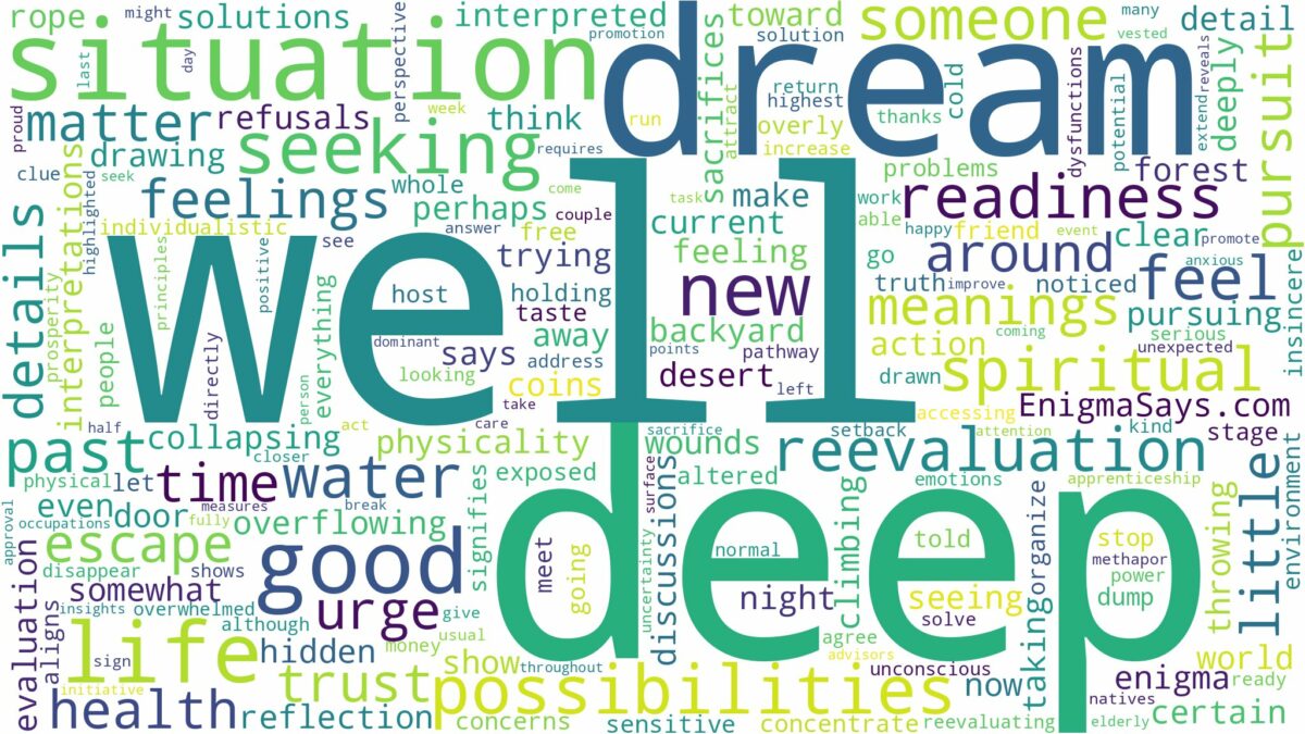 dream about deep well and related dreams with their meanings in a word cloud