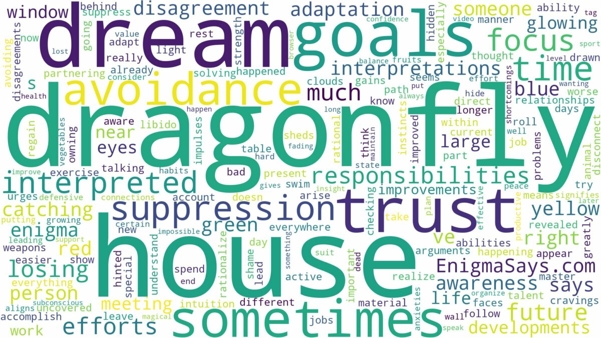 dream about dragonfly in house and related dreams with their meanings in a word cloud