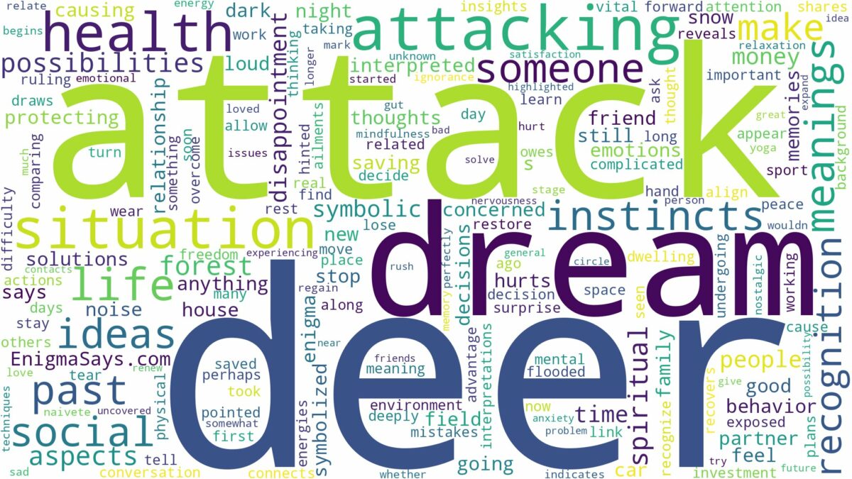 dream about deer attack and related dreams with their meanings in a word cloud