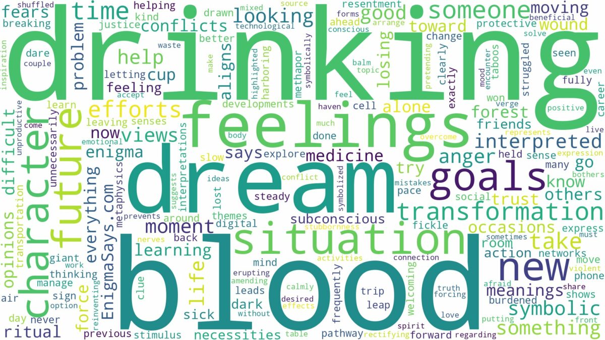 dream of drinking blood and related dreams with their meanings in a word cloud