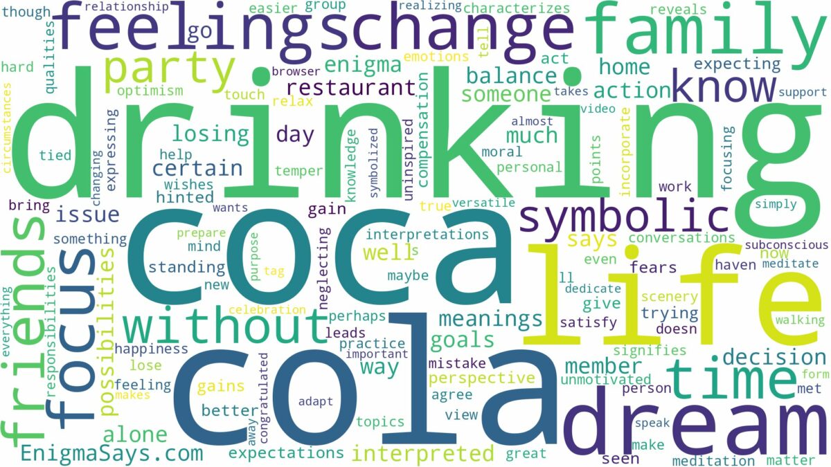 dreaming of drinking coca cola and related dreams with their meanings in a word cloud