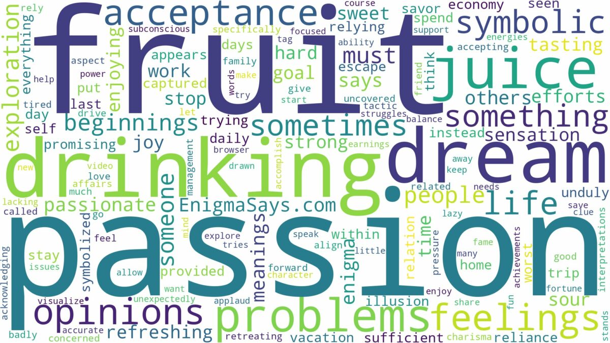 dreaming of drinking passion fruit and related dreams with their meanings in a word cloud