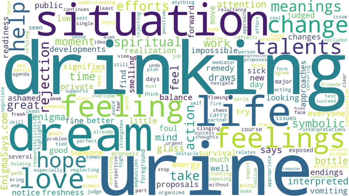 dream of drinking urine and related dreams with their meanings in a word cloud