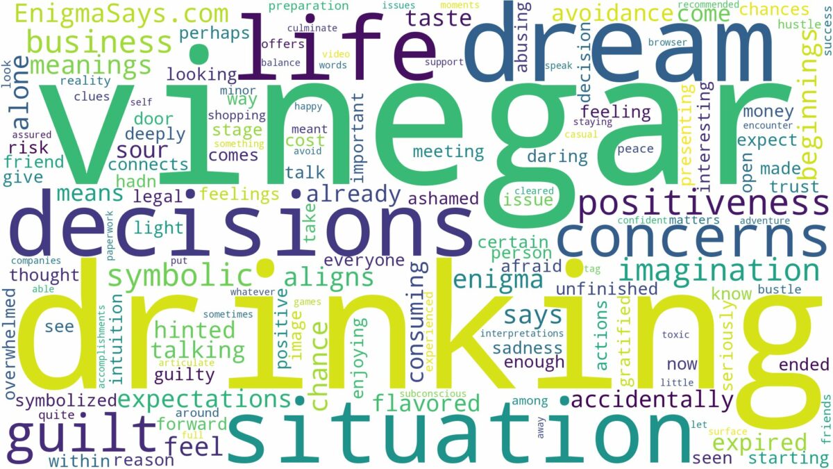 dream of drinking vinegar and related dreams with their meanings in a word cloud