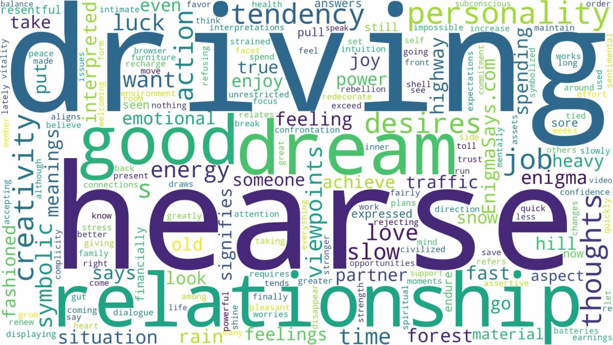 dream of driving a hearse and related dreams with their meanings in a word cloud