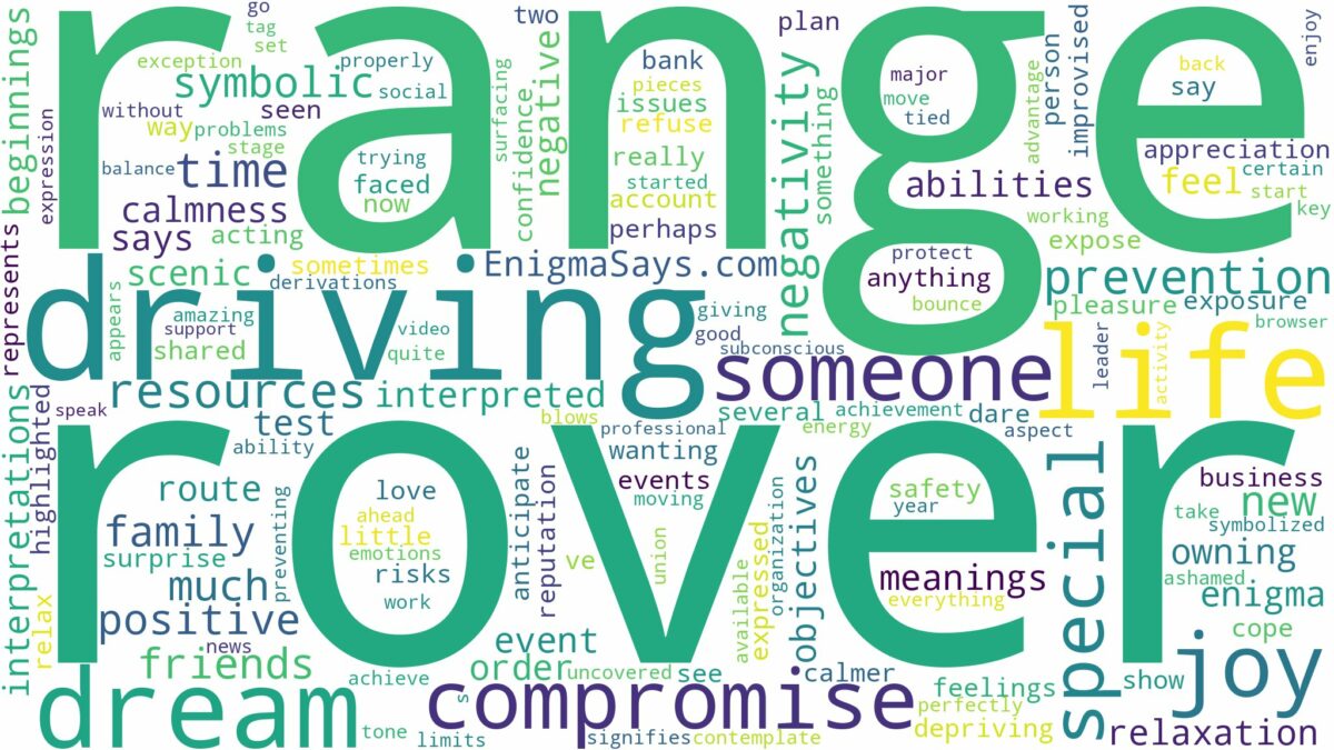 dreaming of driving a range rover and related dreams with their meanings in a word cloud