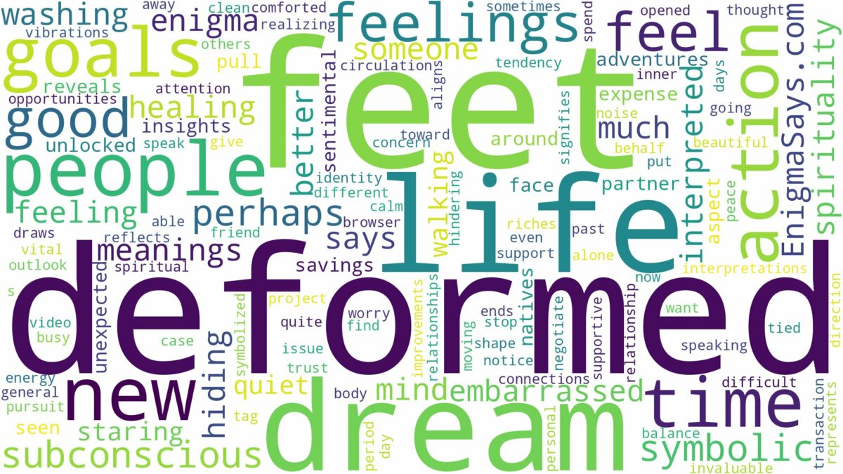 dream about deformed feet and related dreams with their meanings in a word cloud