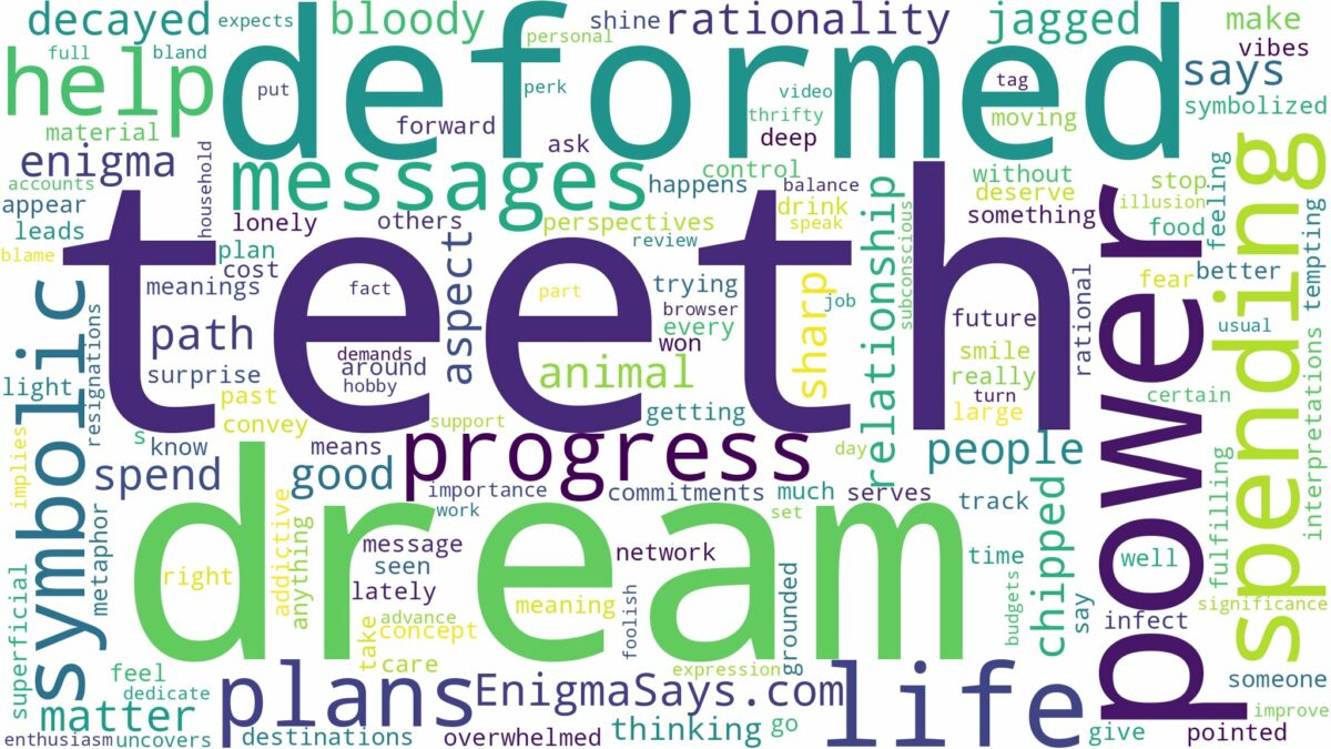 dream about deformed teeth and related dreams with their meanings in a word cloud