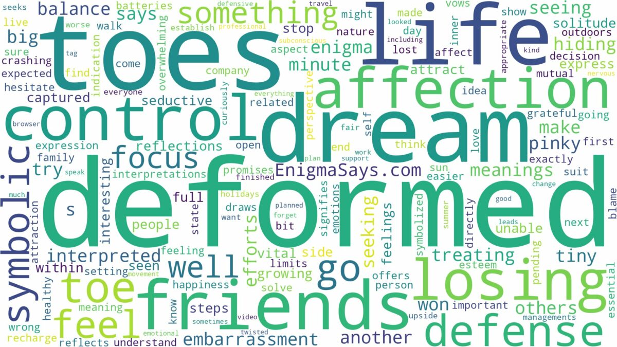 dream about deformed toes and related dreams with their meanings in a word cloud