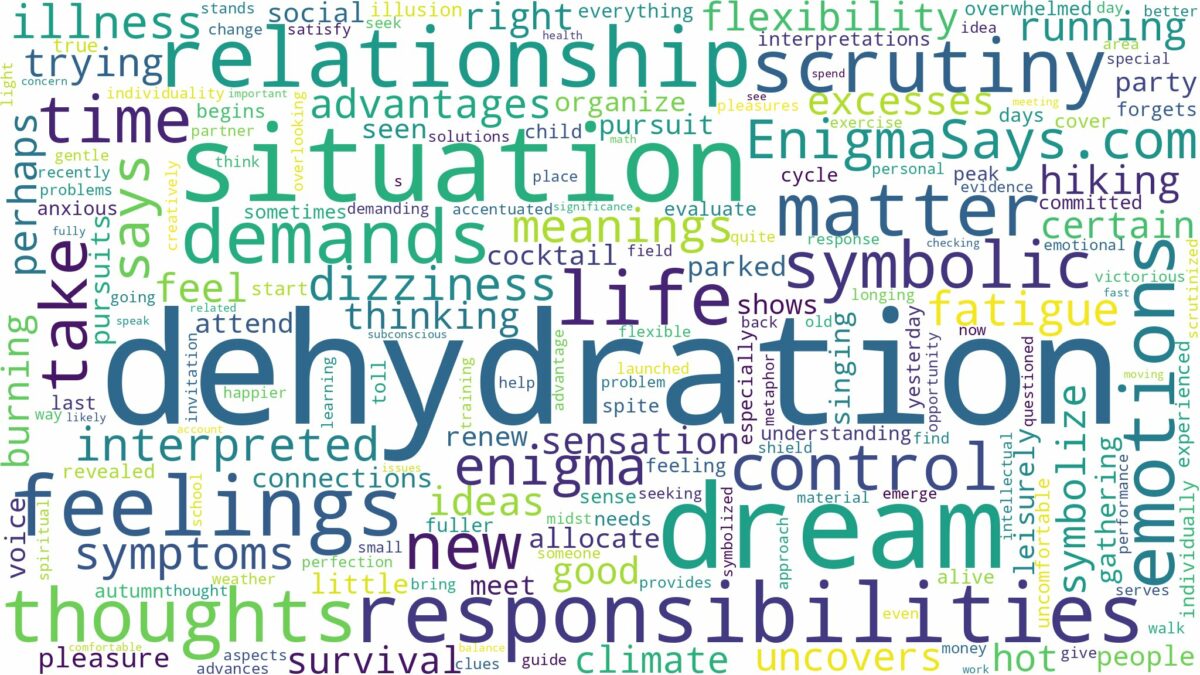 dream about dehydration and related dreams with their meanings in a word cloud