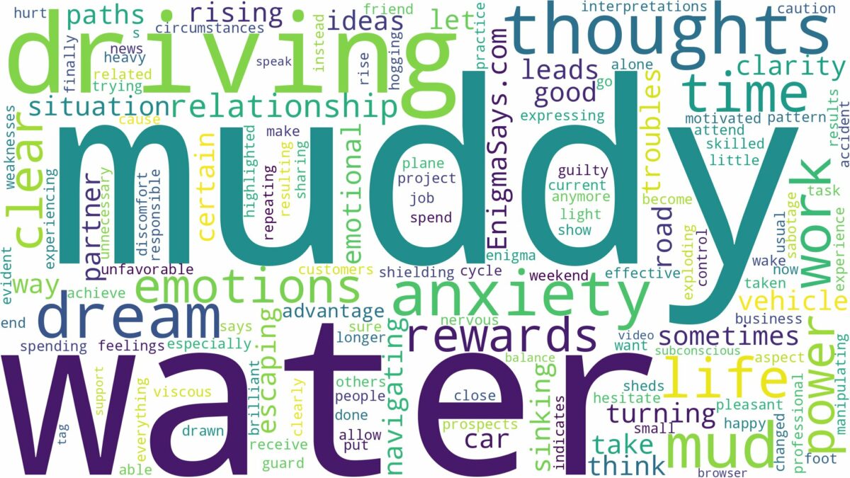 dreaming of driving through muddy water and related dreams with their meanings in a word cloud