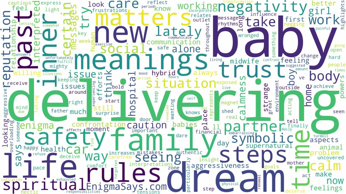 dream of delivering baby and related dreams with their meanings in a word cloud