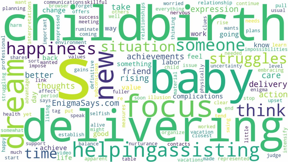 dreaming of delivering someone else's baby and related dreams with their meanings in a word cloud