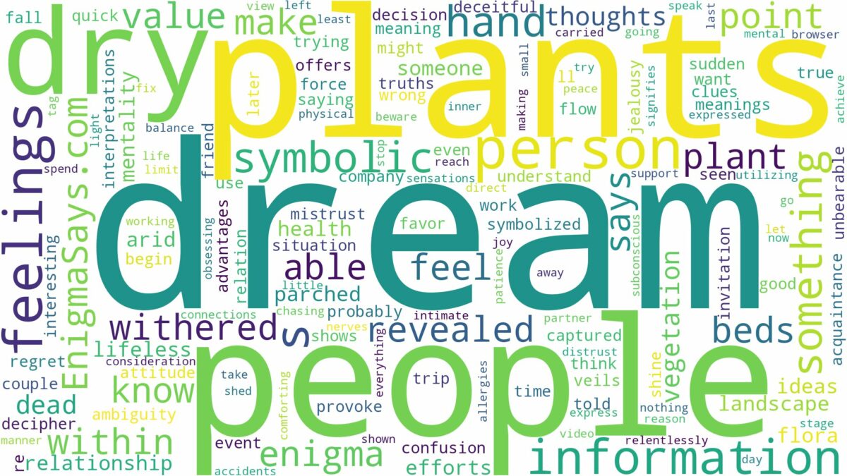 dream about dry plants and related dreams with their meanings in a word cloud