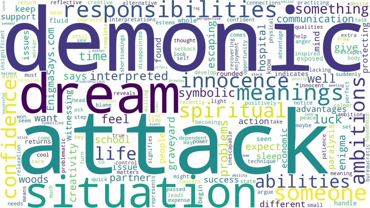 dream about demonic attack and related dreams with their meanings in a word cloud