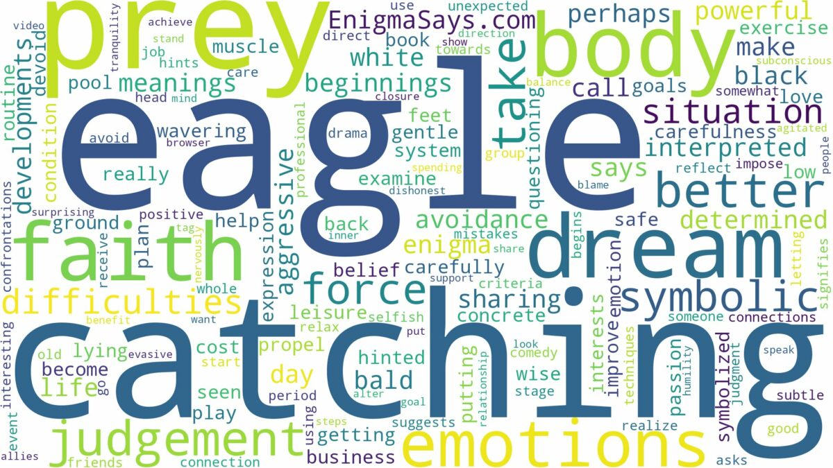 dreaming about eagle catching prey and related dreams with their meanings in a word cloud