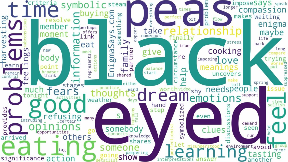 dreaming of eating black eyed peas and related dreams with their meanings in a word cloud