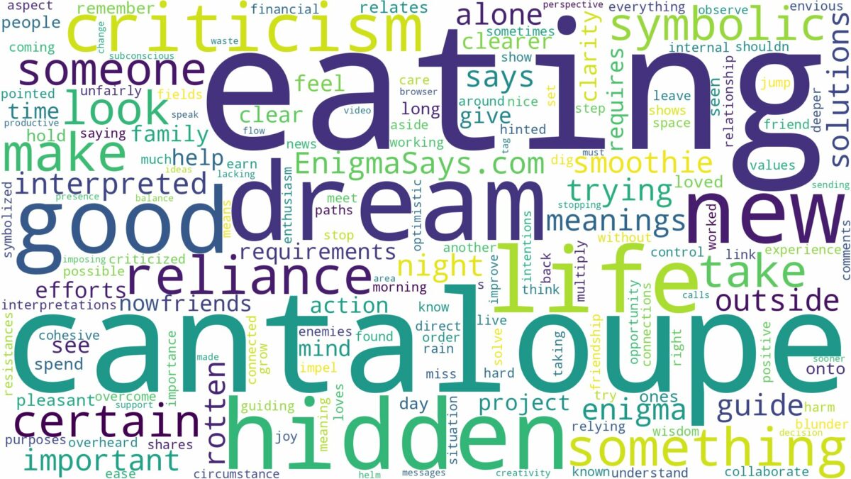 dream of eating cantaloupe and related dreams with their meanings in a word cloud