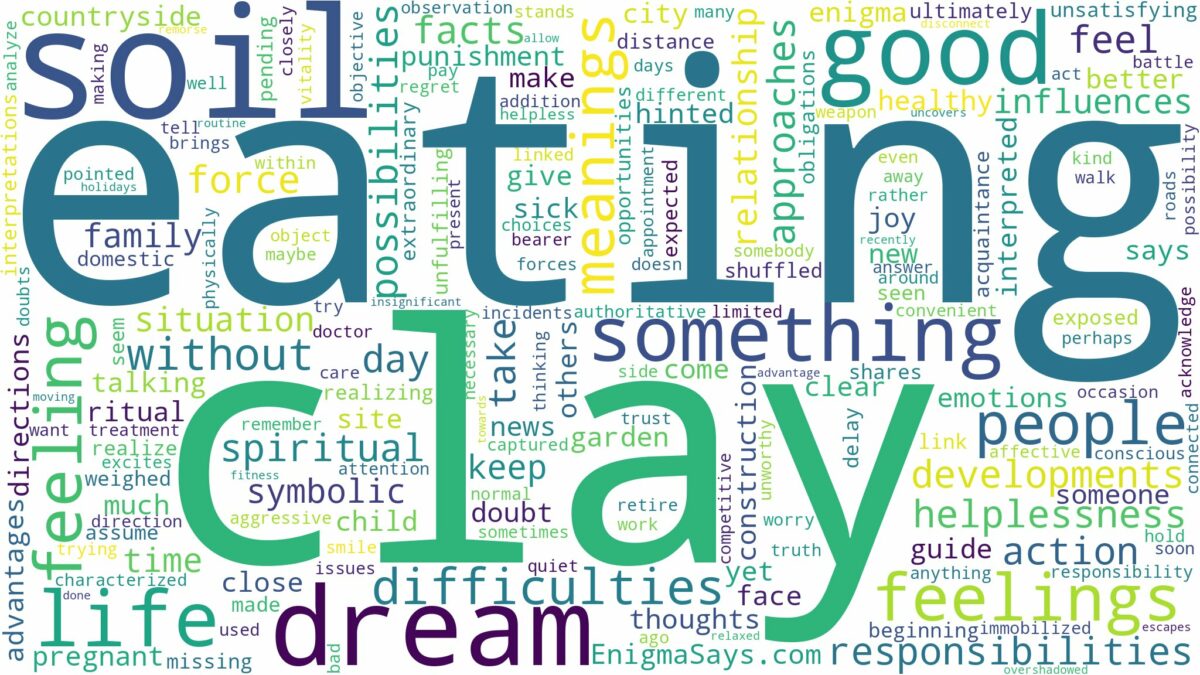 dreaming of eating clay soil and related dreams with their meanings in a word cloud