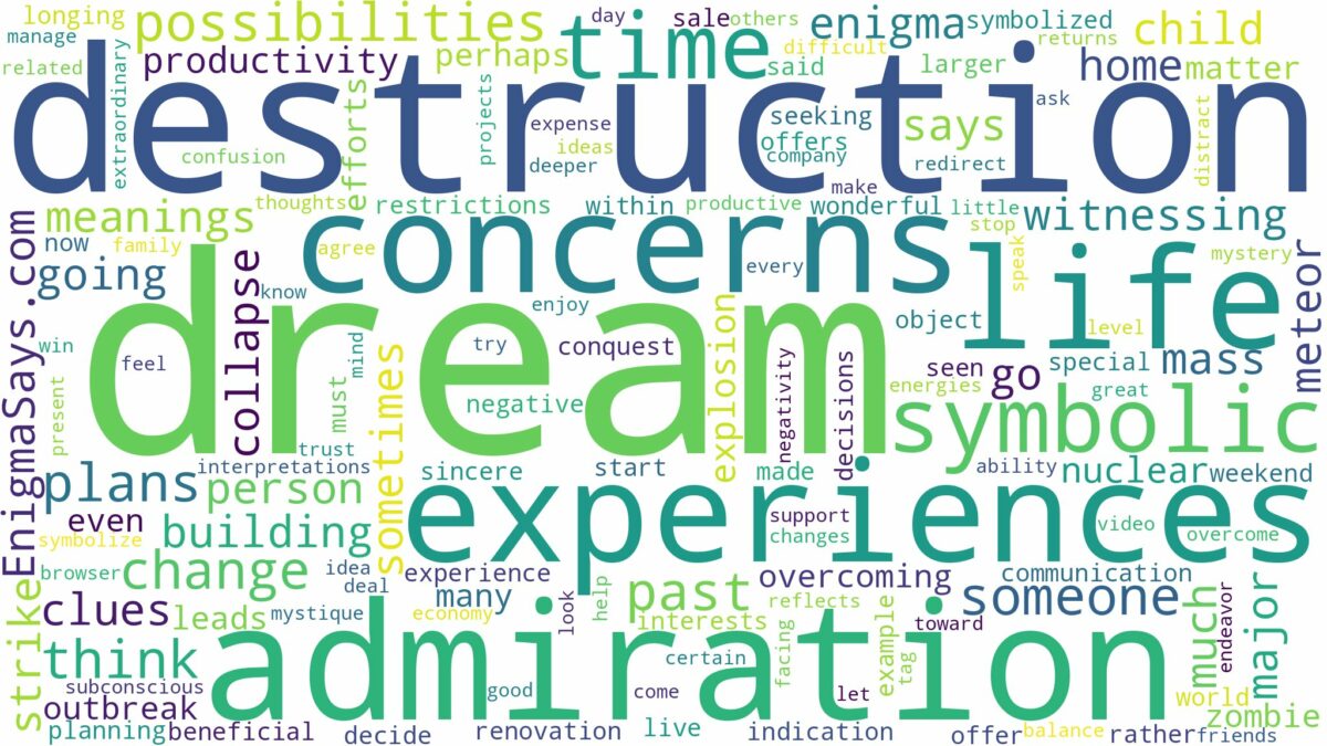 dream about destruction and related dreams with their meanings in a word cloud