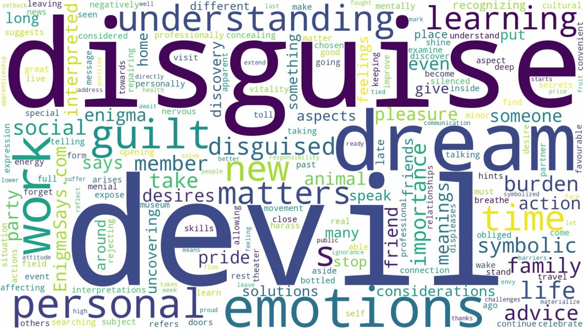 dream about devil in disguise and related dreams with their meanings in a word cloud