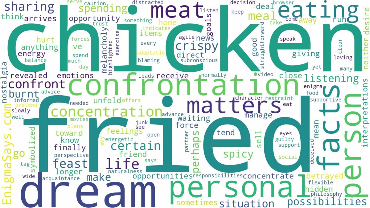 dreaming of eating fried chicken meat and related dreams with their meanings in a word cloud