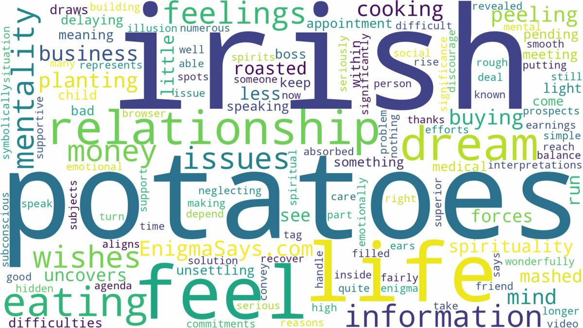 dreaming of eating irish potatoes and related dreams with their meanings in a word cloud