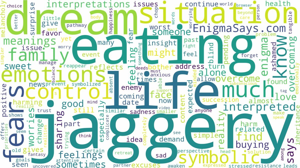 dream of eating jaggery and related dreams with their meanings in a word cloud