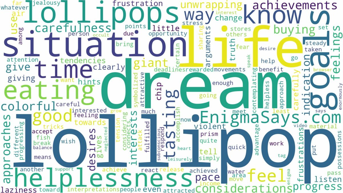 dream of eating lollipop and related dreams with their meanings in a word cloud