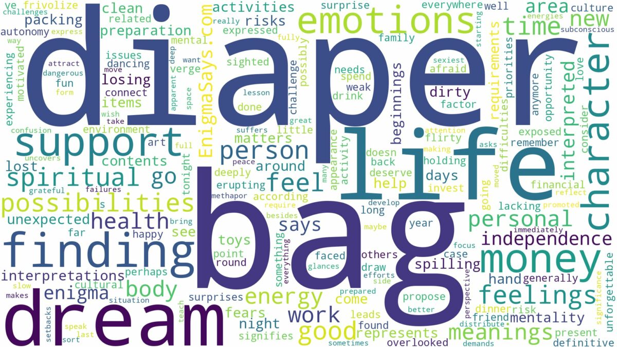 dream about diaper bag and related dreams with their meanings in a word cloud