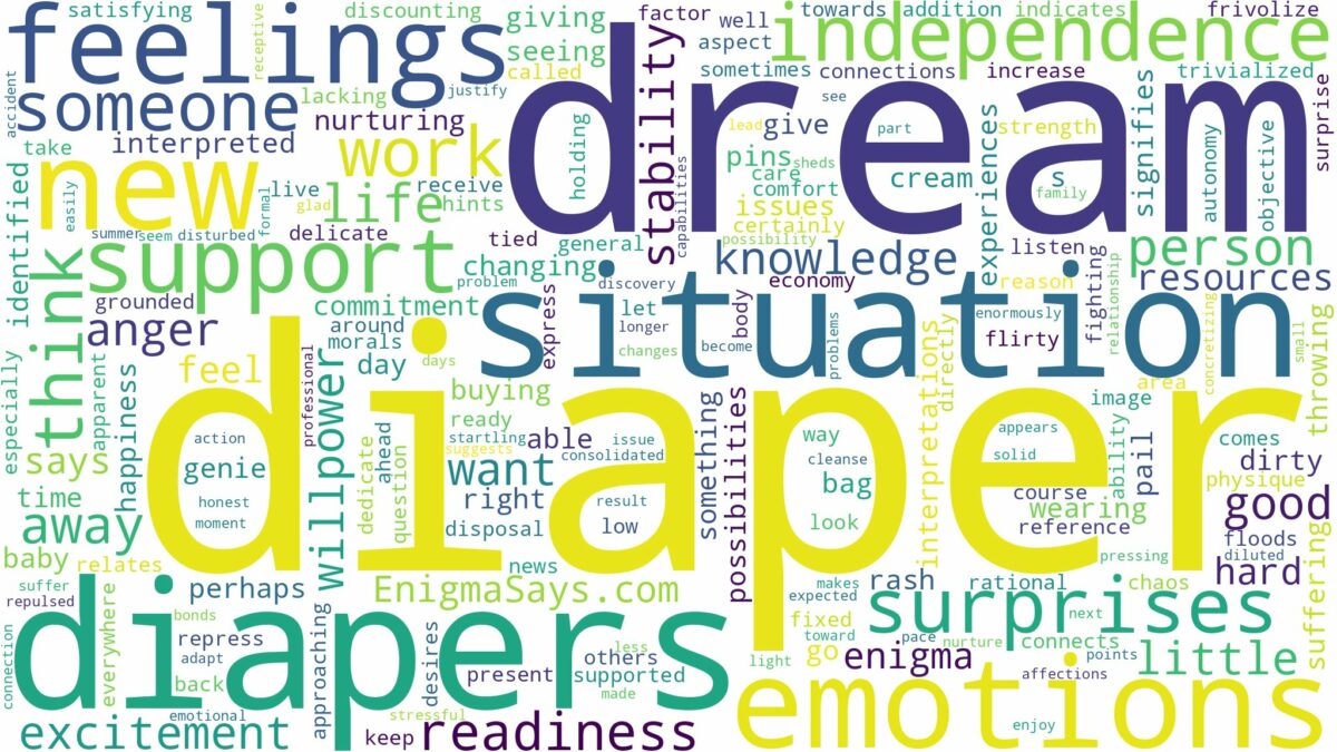 dreams about diapers and related dreams with their meanings in a word cloud