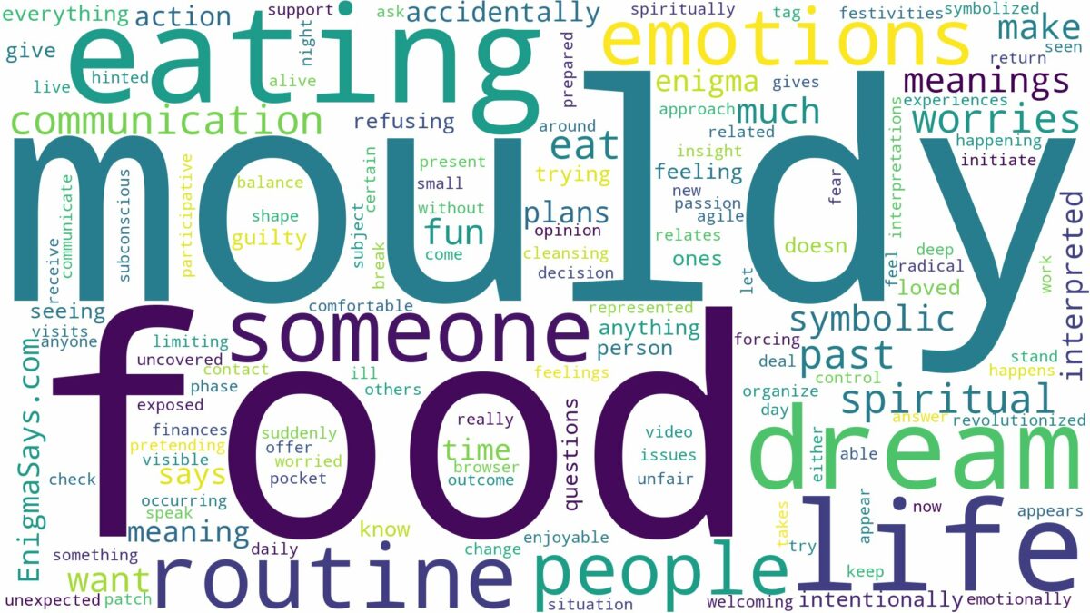 dreaming of eating mouldy food and related dreams with their meanings in a word cloud