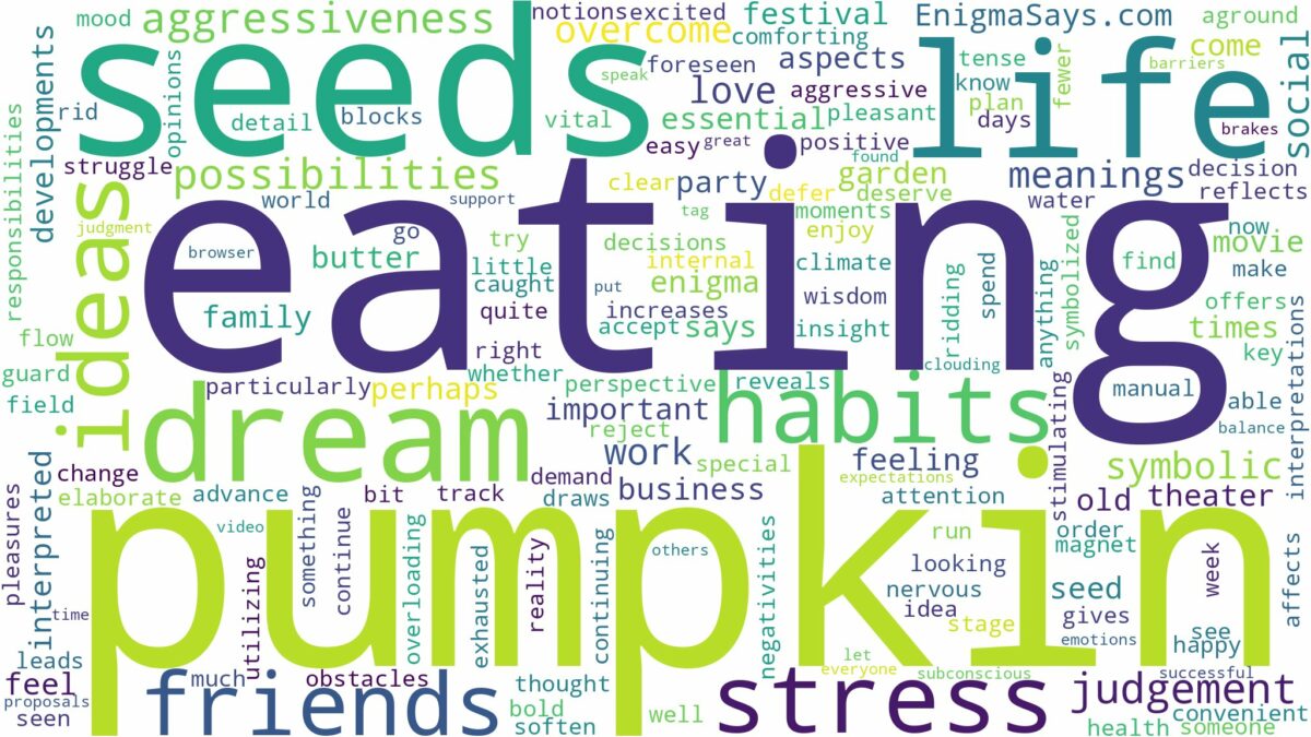 dreaming of eating pumpkin seeds and related dreams with their meanings in a word cloud