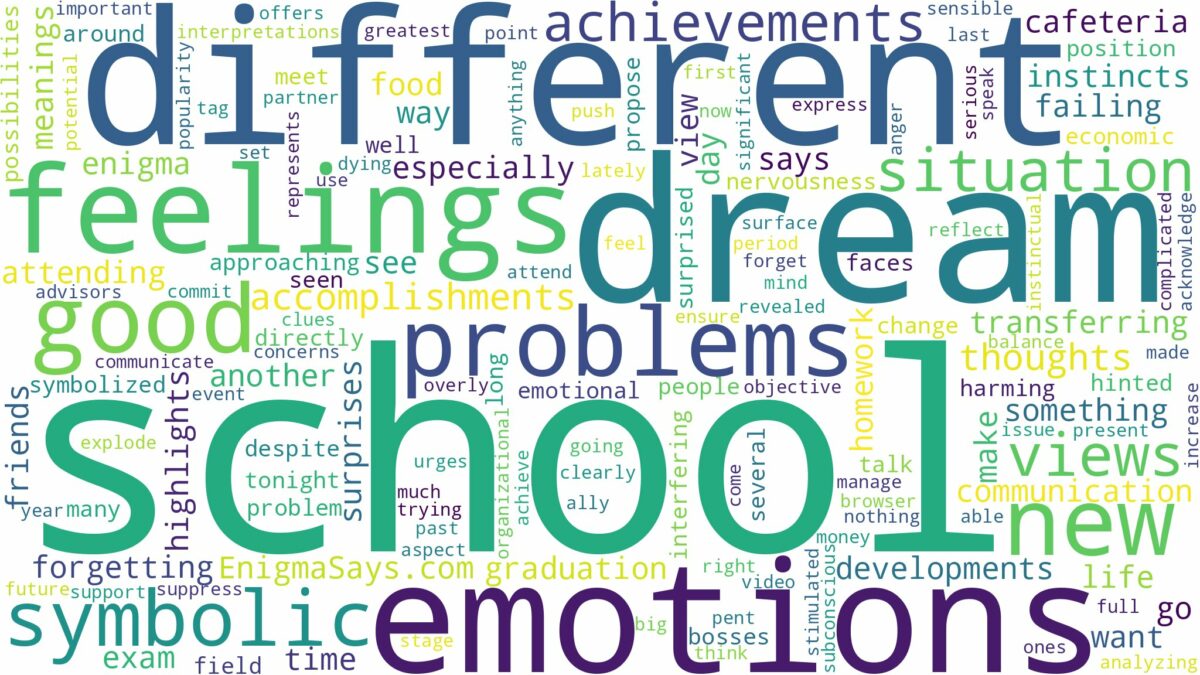 dream about different school and related dreams with their meanings in a word cloud