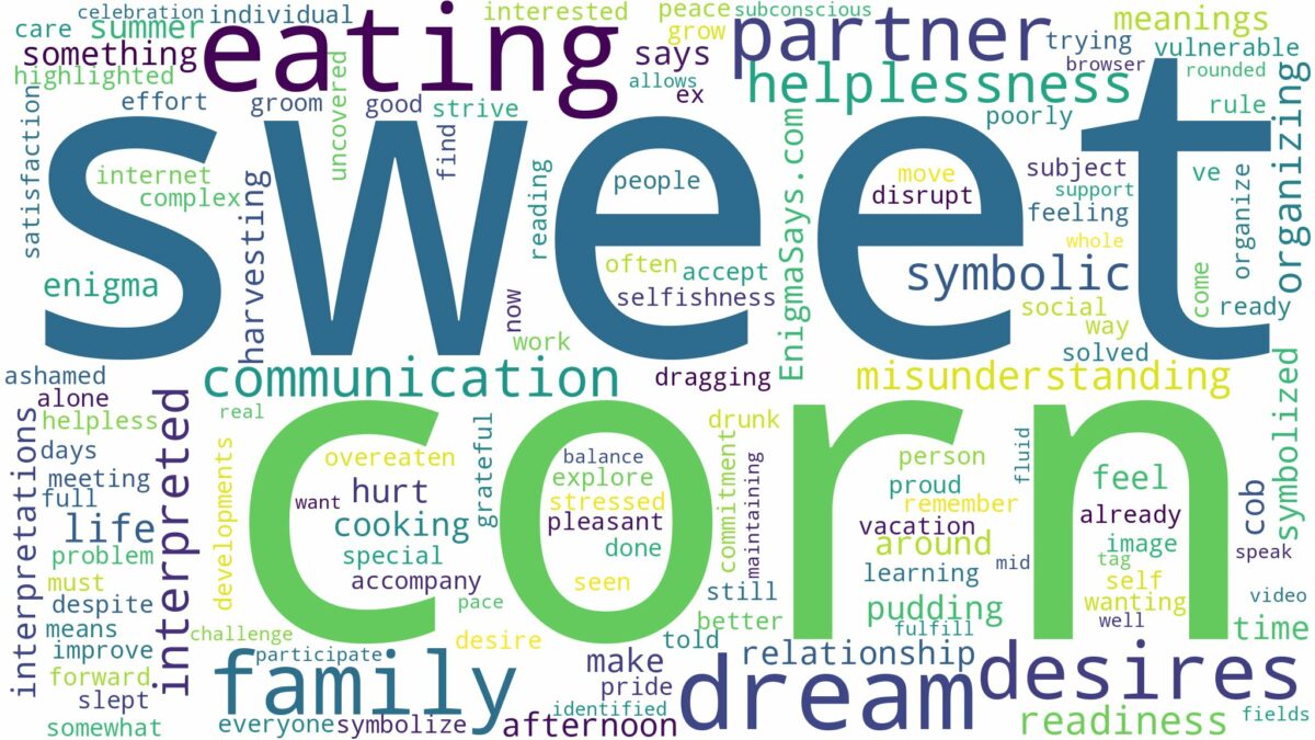 dreaming of eating sweet corn and related dreams with their meanings in a word cloud