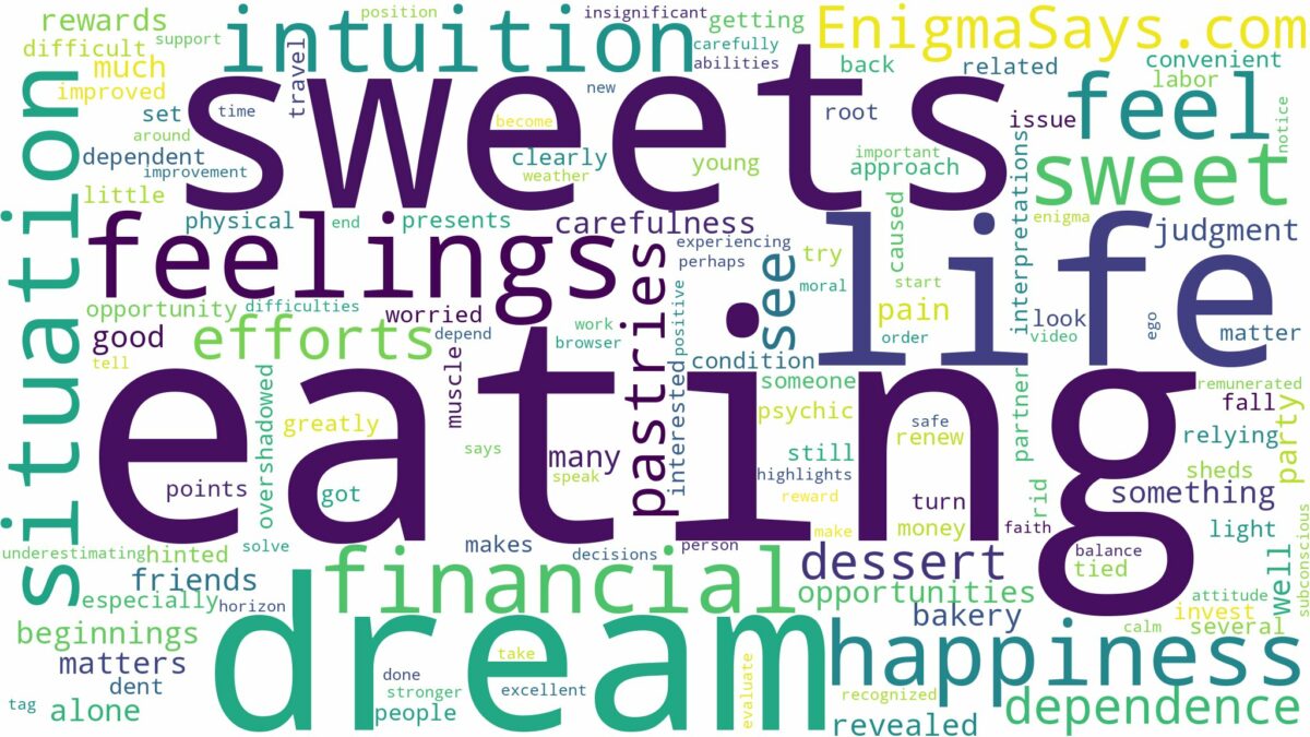 dreaming of eating sweet things and related dreams with their meanings in a word cloud