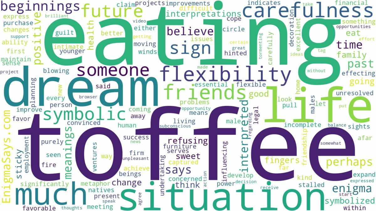 dream of eating toffee and related dreams with their meanings in a word cloud