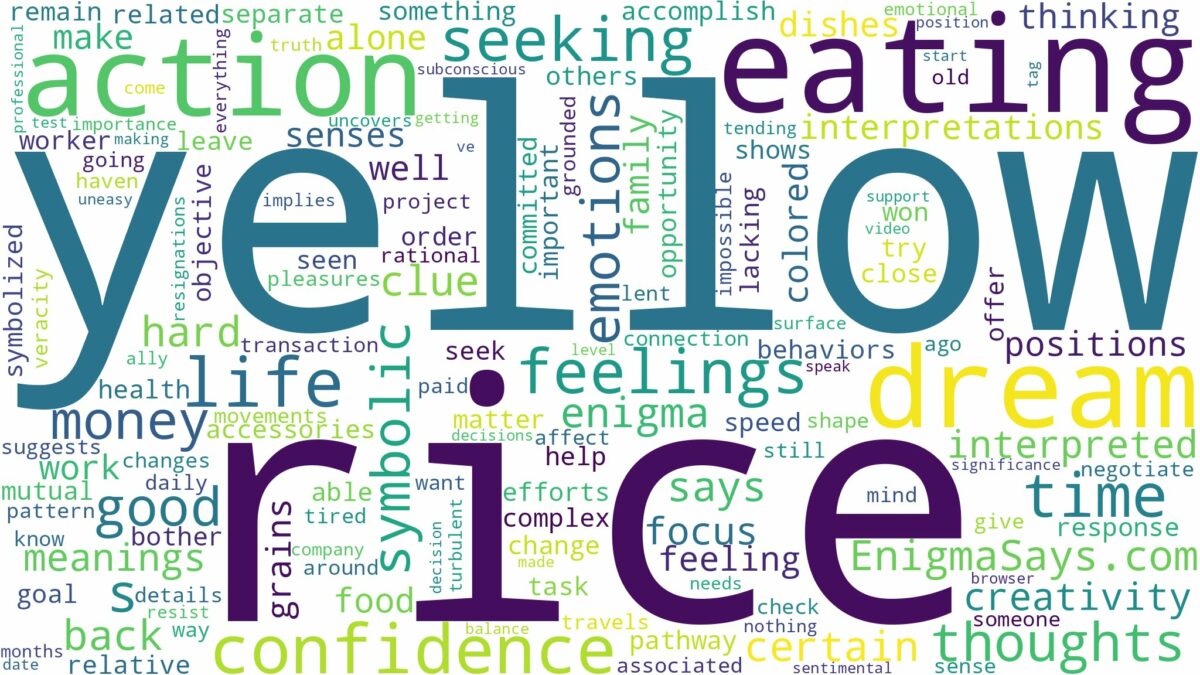 dreaming of eating yellow rice and related dreams with their meanings in a word cloud