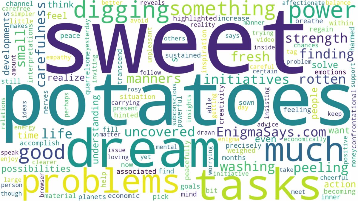 dreaming of digging sweet potatoes and related dreams with their meanings in a word cloud