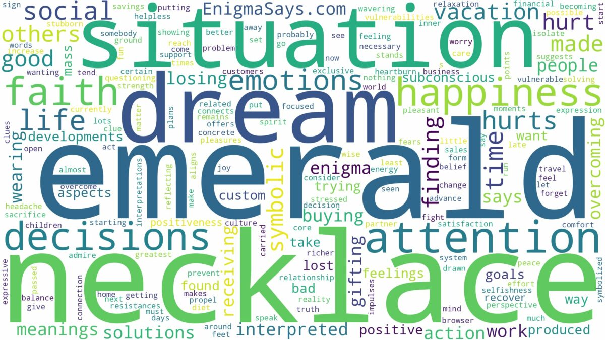 dream about emerald necklace and related dreams with their meanings in a word cloud