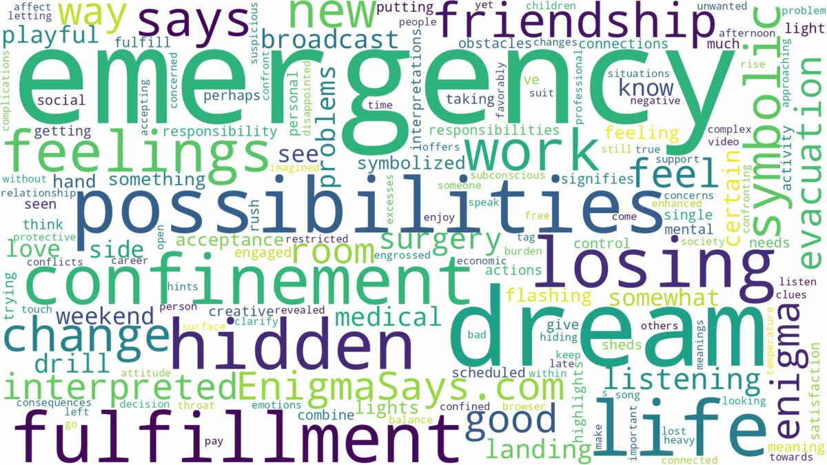 dream about emergency and related dreams with their meanings in a word cloud