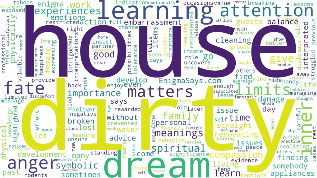 dream about dirty house and related dreams with their meanings in a word cloud