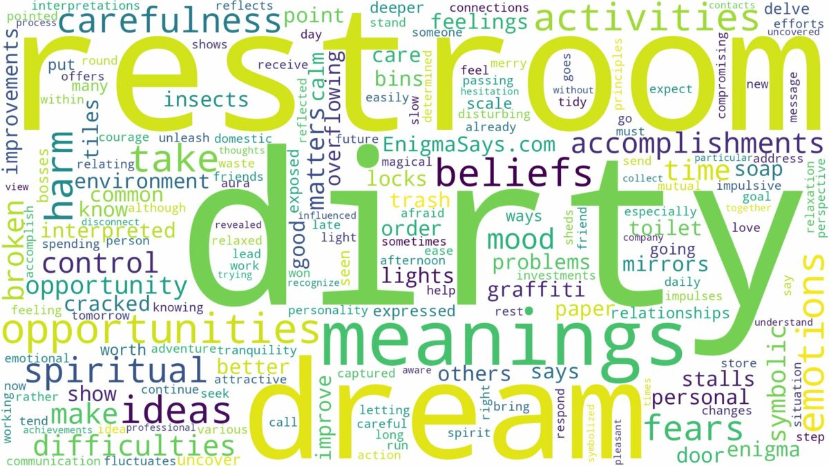 dream about dirty restroom and related dreams with their meanings in a word cloud