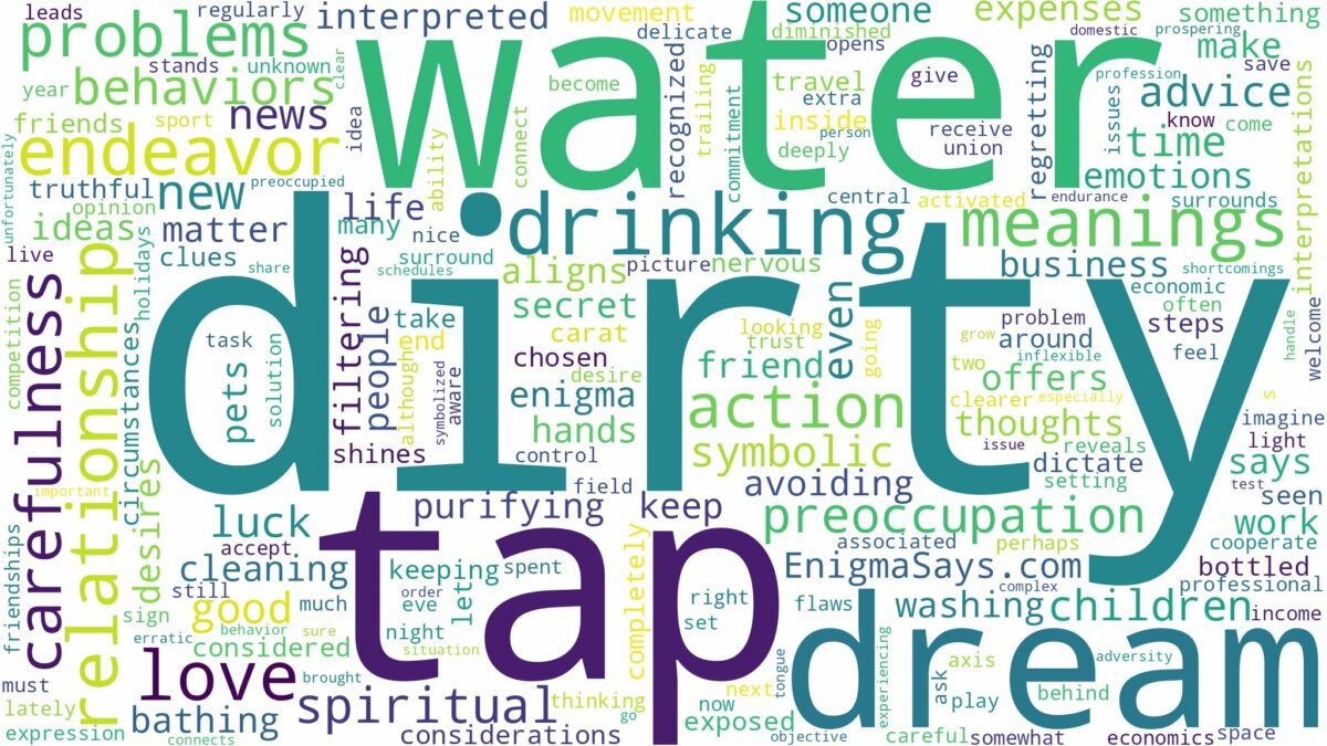 dream about dirty tap water and related dreams with their meanings in a word cloud